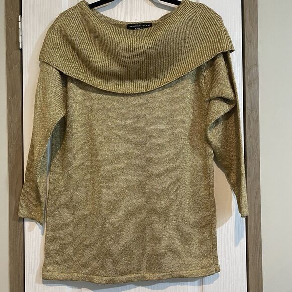 August Silk Knits Sweater Womens Small Shimmer Gold - Picture 1 of 10